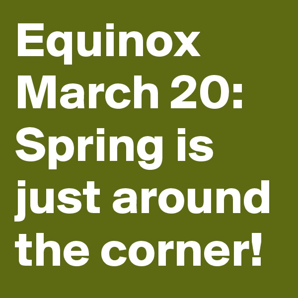 Equinox March 20:
Spring is just around the corner!