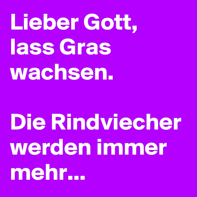 Lieber Gott, lass Gras wachsen.

Die Rindviecher werden immer mehr...