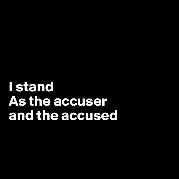 




I stand
As the accuser
and the accused 


