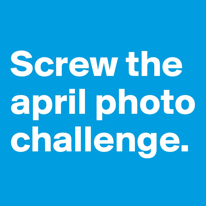 
Screw the april photo challenge.