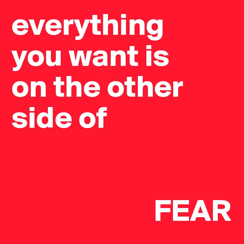 everything
you want is
on the other side of 


                       FEAR