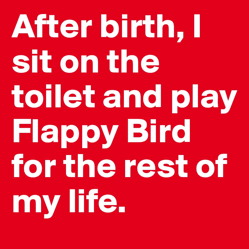 After birth, I sit on the toilet and play Flappy Bird for the rest of my life. 
