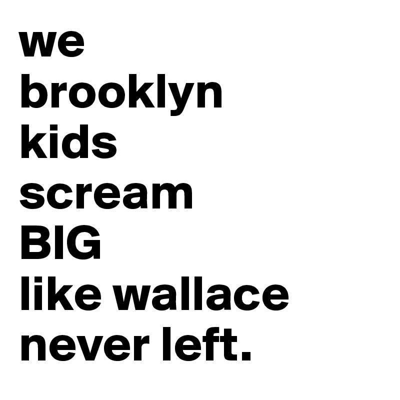 we
brooklyn
kids
scream
BIG
like wallace never left.