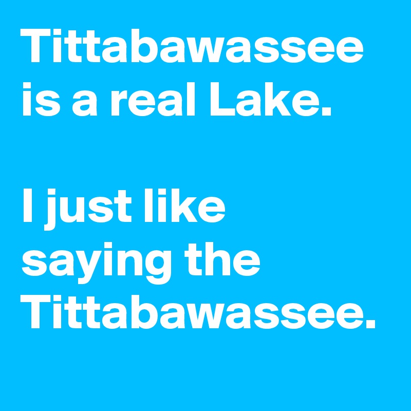 Tittabawassee is a real Lake.

I just like saying the Tittabawassee.