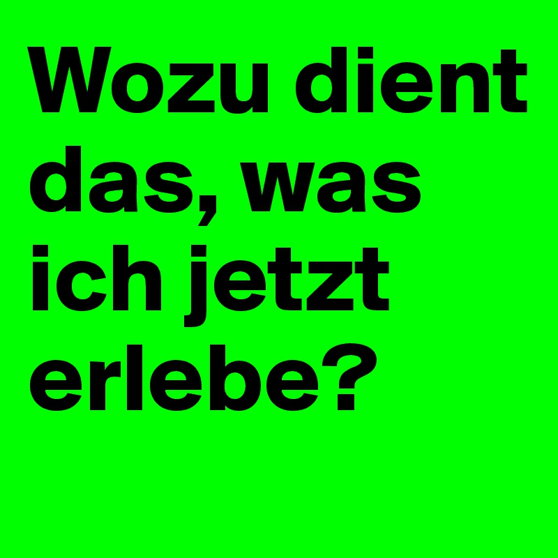 Wozu dient das, was ich jetzt erlebe?