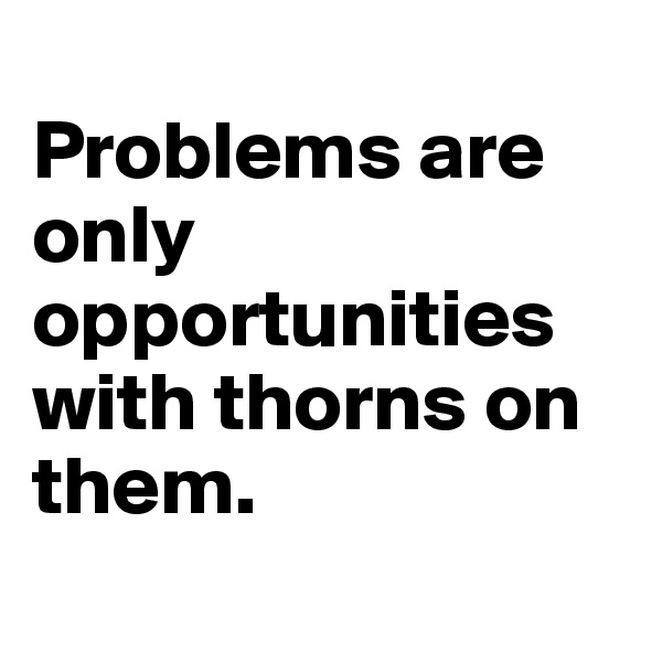 
Problems are only opportunities with thorns on them.
