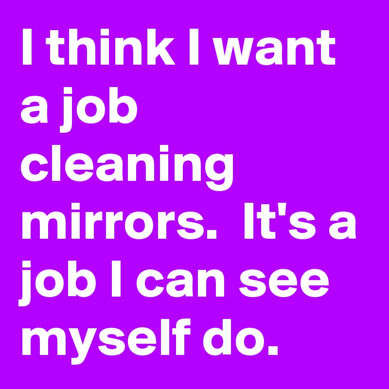 I think I want a job cleaning mirrors.  It's a job I can see myself do.