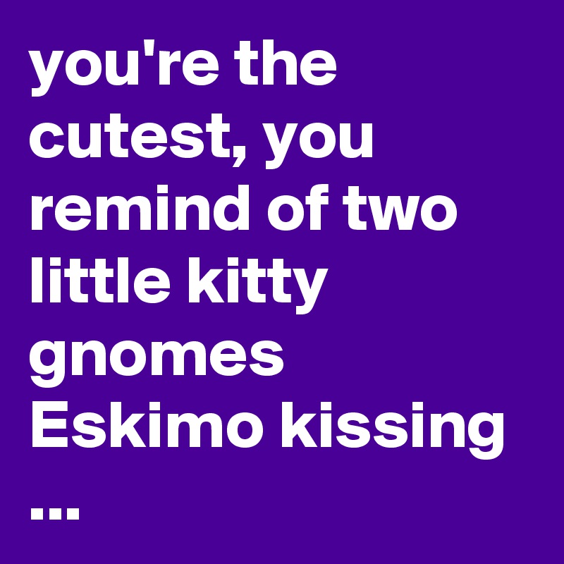 you're the cutest, you remind of two little kitty gnomes Eskimo kissing ... 