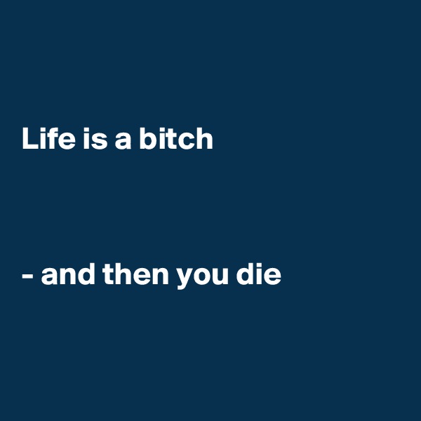 


Life is a bitch 



- and then you die 


