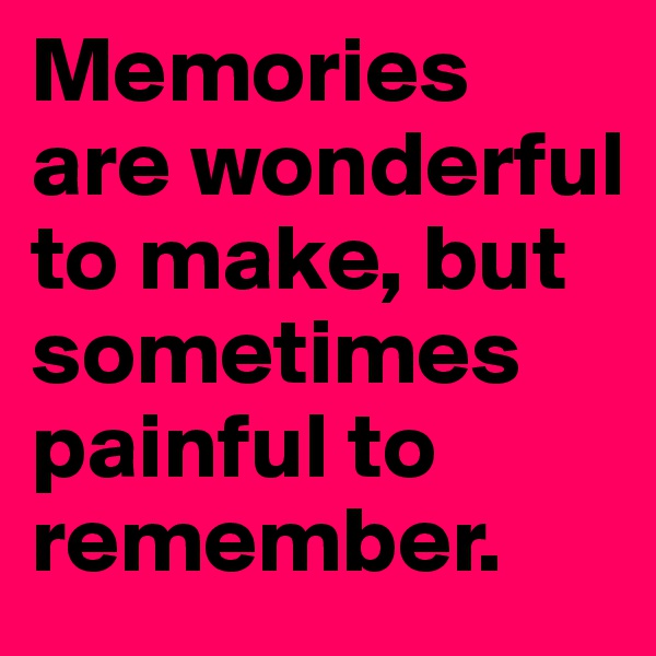 Memories are wonderful to make, but sometimes painful to remember.