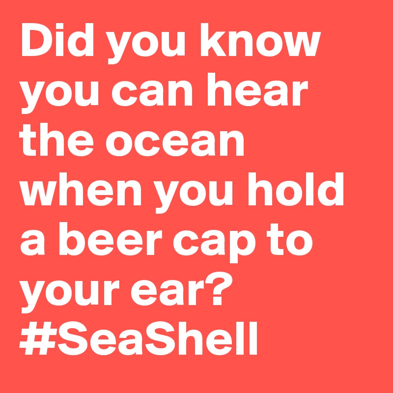 Did you know you can hear the ocean when you hold a beer cap to your ear? 
#SeaShell