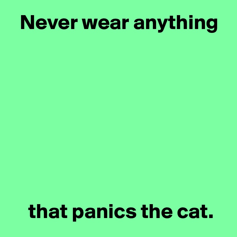   Never wear anything








    that panics the cat.
