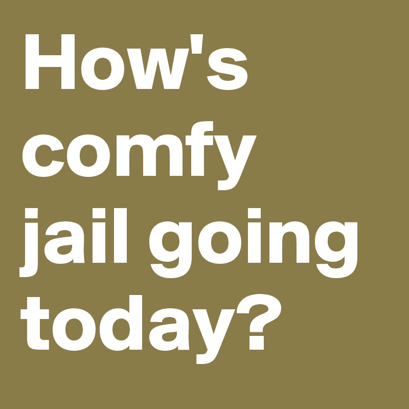 How's comfy jail going today?