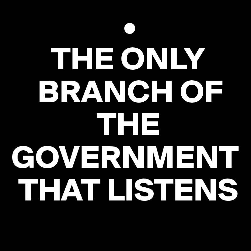                  •
      THE ONLY   
    BRANCH OF 
             THE GOVERNMENT  
 THAT LISTENS