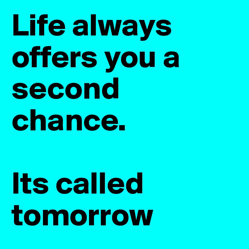 Life always offers you a second chance. 

Its called tomorrow 