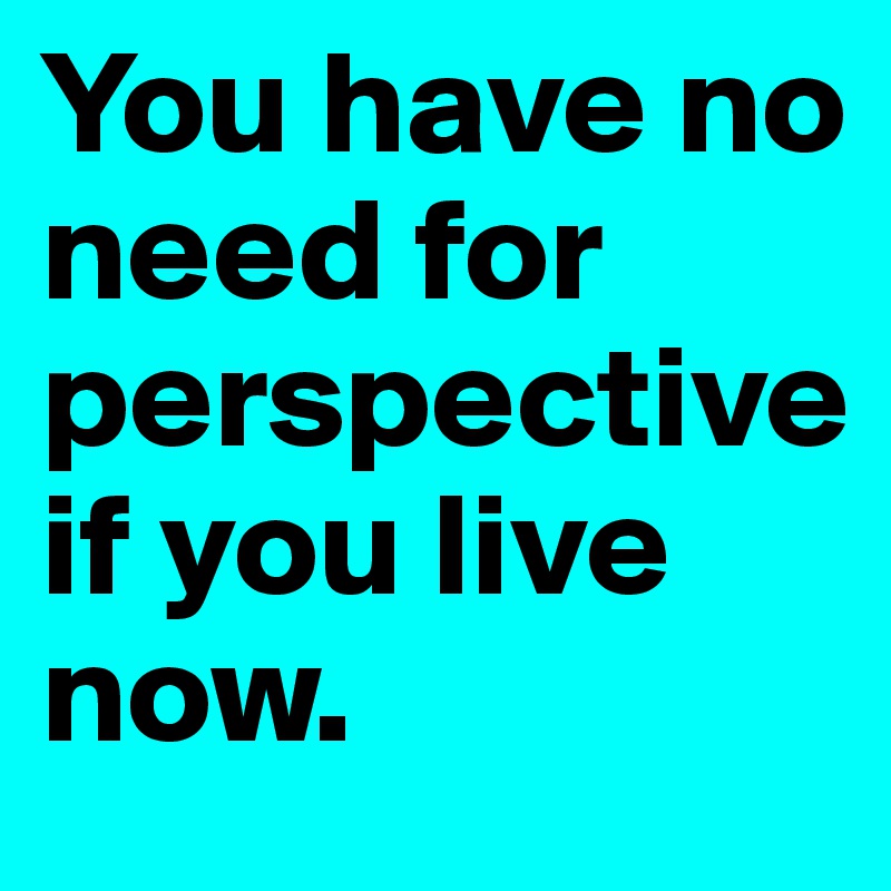 You have no need for perspective                 if you live now.                      