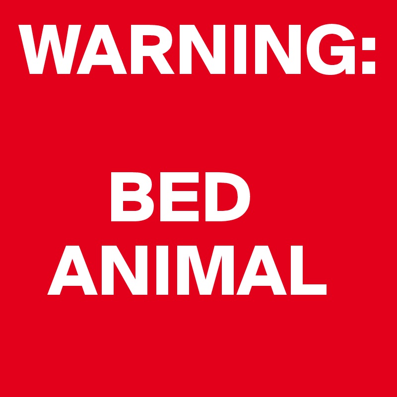 WARNING:

      BED
  ANIMAL
