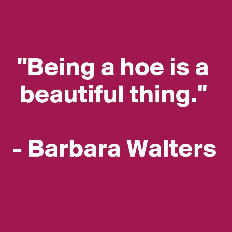 
"Being a hoe is a beautiful thing."

- Barbara Walters

