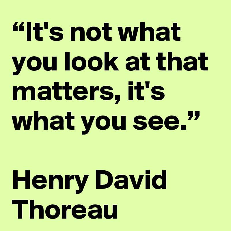 “It's not what you look at that matters, it's what you see.”

Henry David Thoreau 