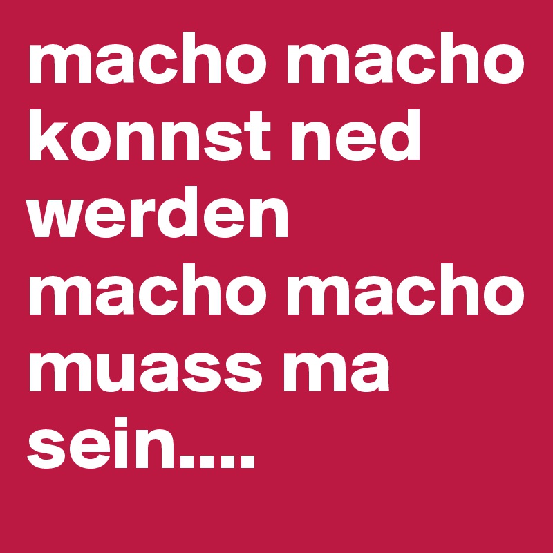 macho macho konnst ned werden macho macho muass ma sein....