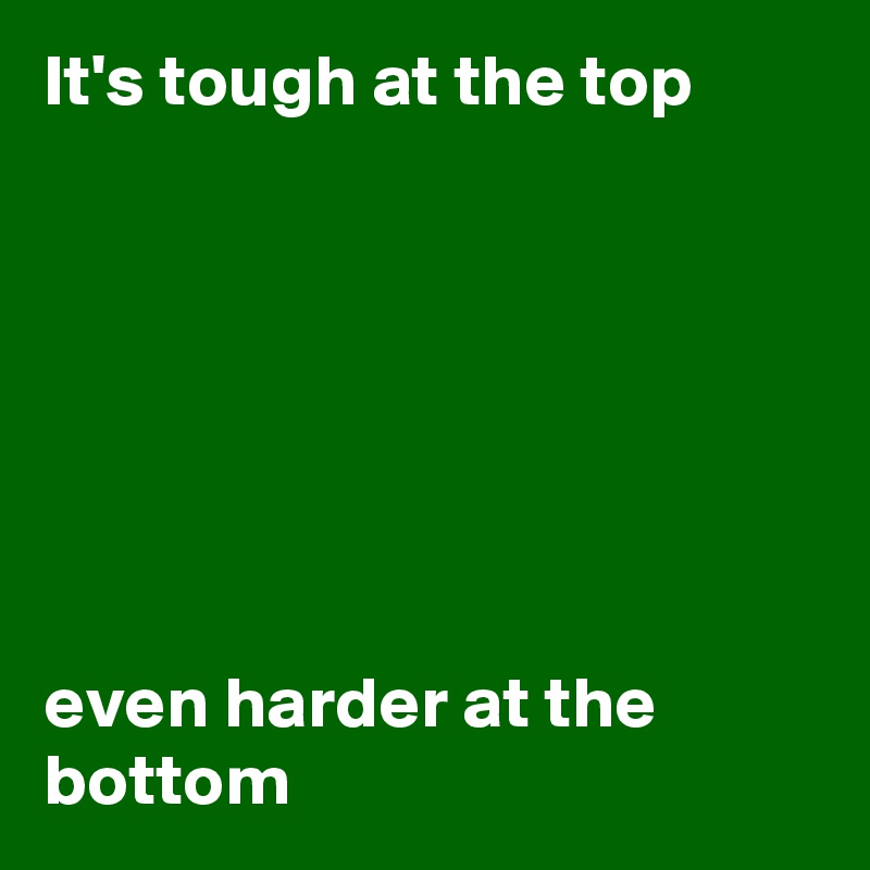 It's tough at the top 







even harder at the bottom