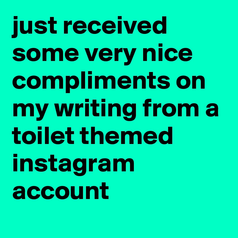 just received some very nice compliments on my writing from a toilet themed instagram account