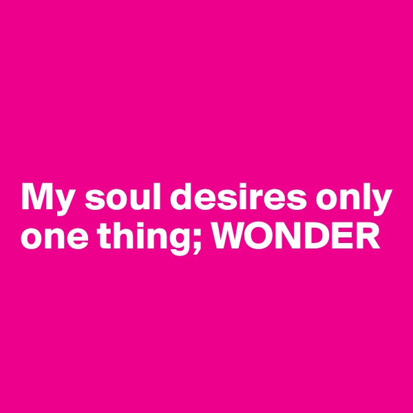 



My soul desires only one thing; WONDER



