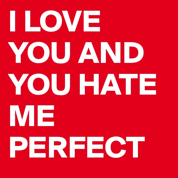 I LOVE YOU AND YOU HATE ME PERFECT