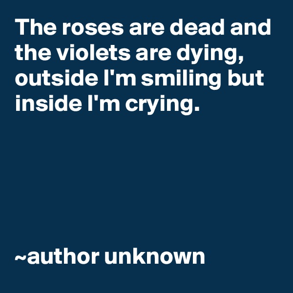 The roses are dead and the violets are dying,
outside I'm smiling but inside I'm crying.





~author unknown