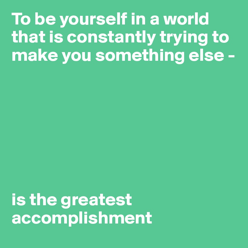 To be yourself in a world that is constantly trying to make you something else - 







is the greatest accomplishment