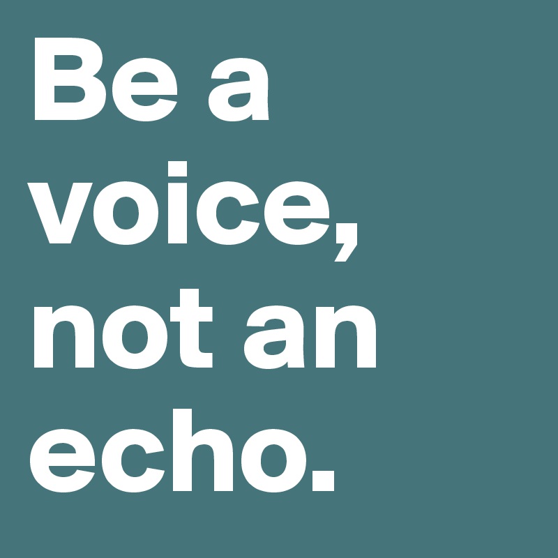 Be a voice, not an echo.