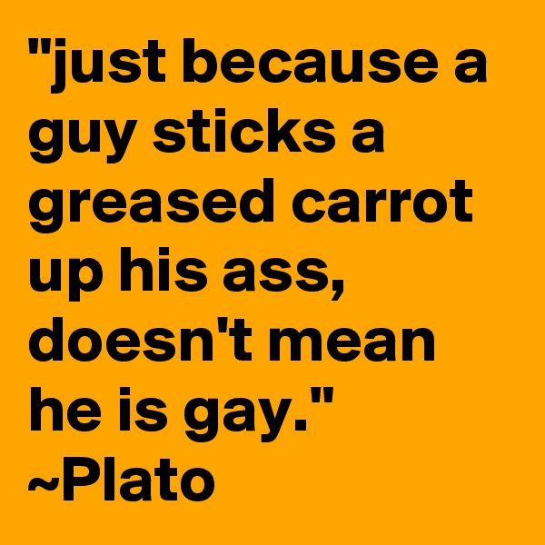"just because a guy sticks a greased carrot up his ass, doesn't mean he is gay."
~Plato