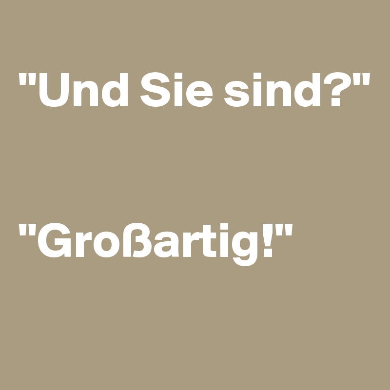 
"Und Sie sind?" 


"Großartig!"
