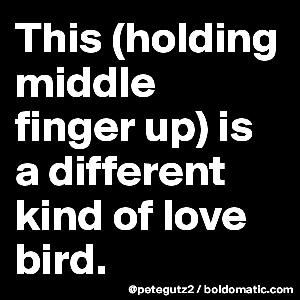 This (holding middle finger up) is a different kind of love bird.