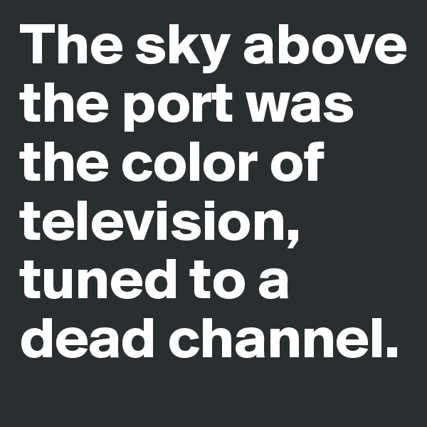 The sky above the port was the color of television, tuned to a dead channel.