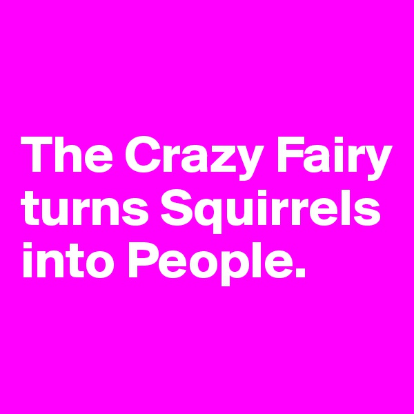 

The Crazy Fairy turns Squirrels into People.
