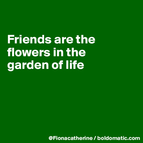 

Friends are the flowers in the 
garden of life




