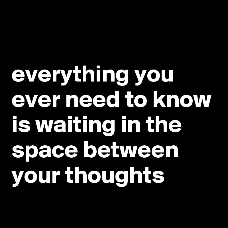 

everything you ever need to know is waiting in the space between your thoughts

