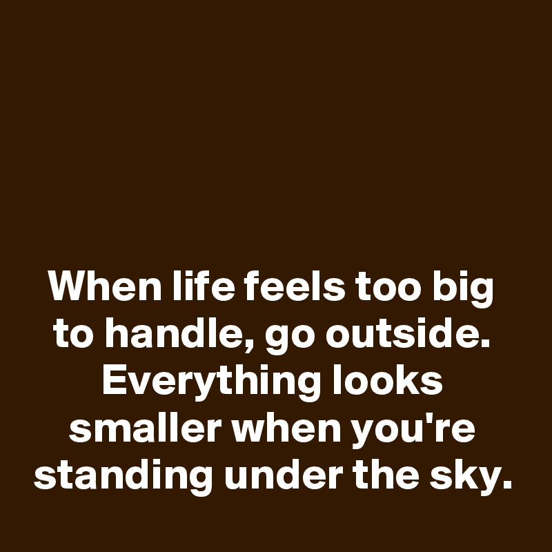 




When life feels too big to handle, go outside. Everything looks smaller when you're standing under the sky.