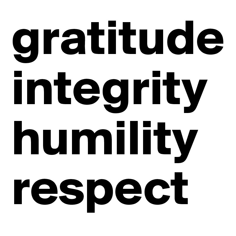 gratitude
integrity 
humility
respect