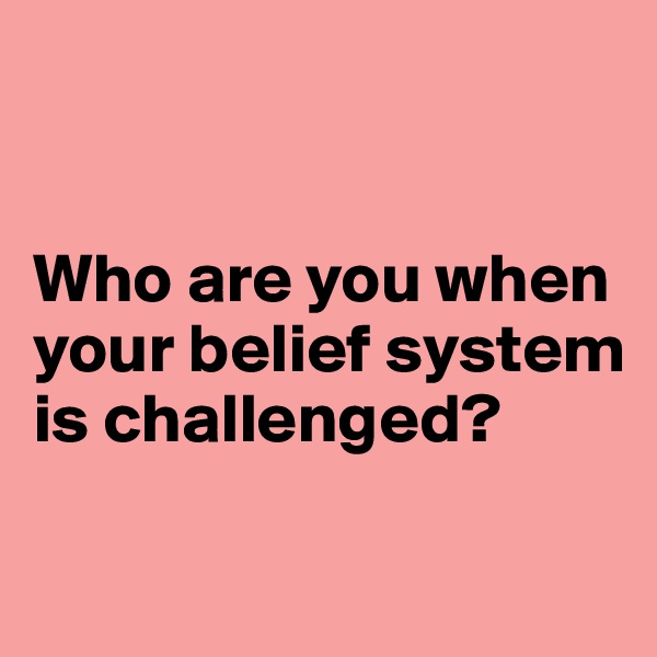 


Who are you when your belief system is challenged?

