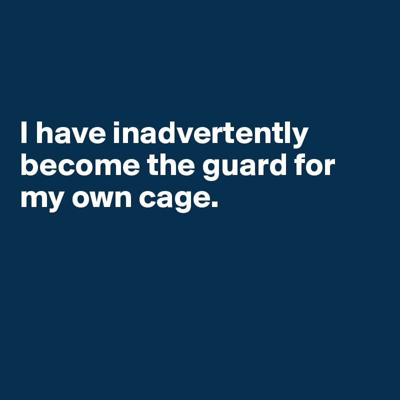 


I have inadvertently become the guard for my own cage. 




