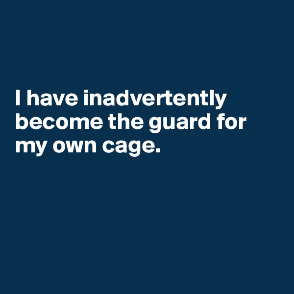 


I have inadvertently become the guard for my own cage. 




