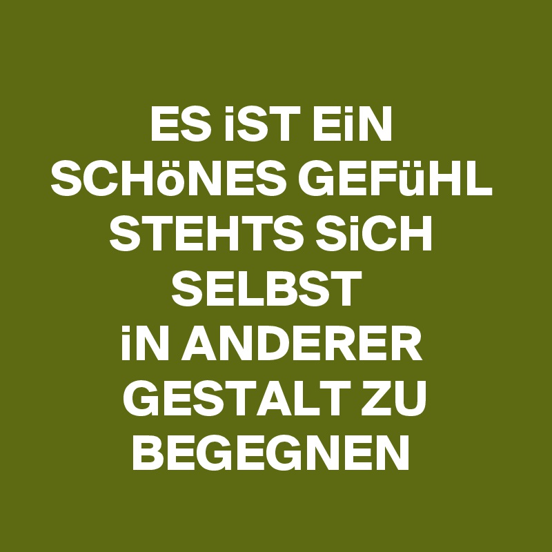 
ES iST EiN SCHöNES GEFüHL STEHTS SiCH SELBST 
iN ANDERER GESTALT ZU BEGEGNEN
