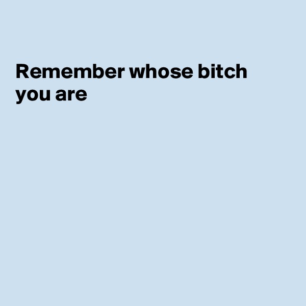 

Remember whose bitch you are







