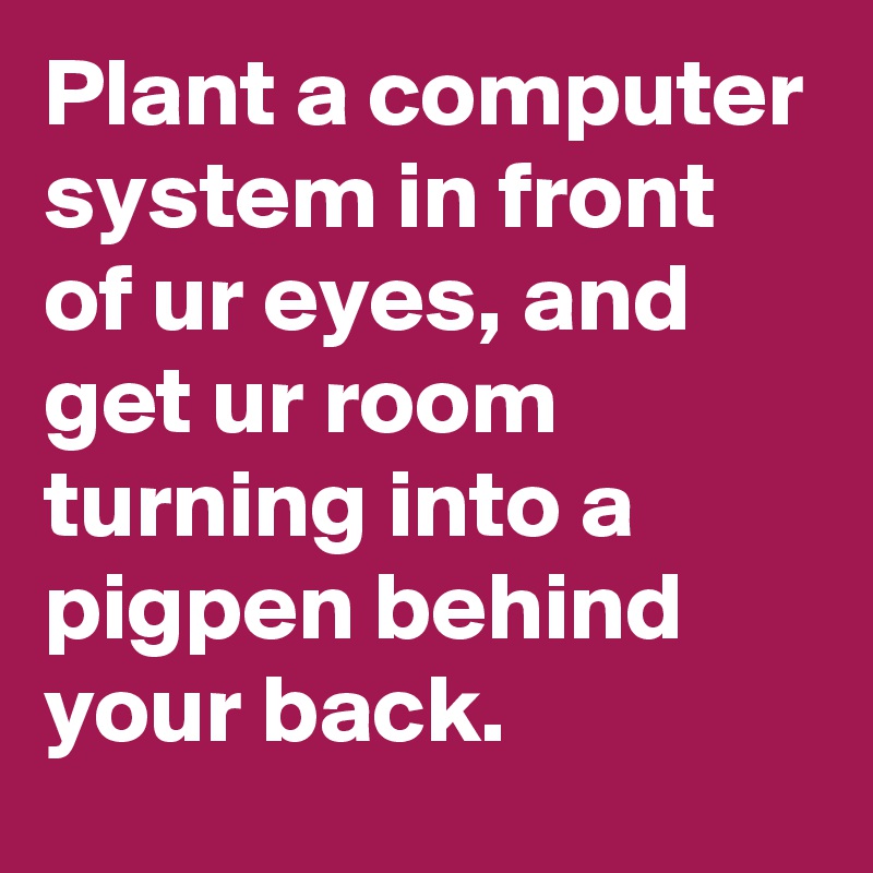 Plant a computer system in front of ur eyes, and get ur room turning into a pigpen behind your back.