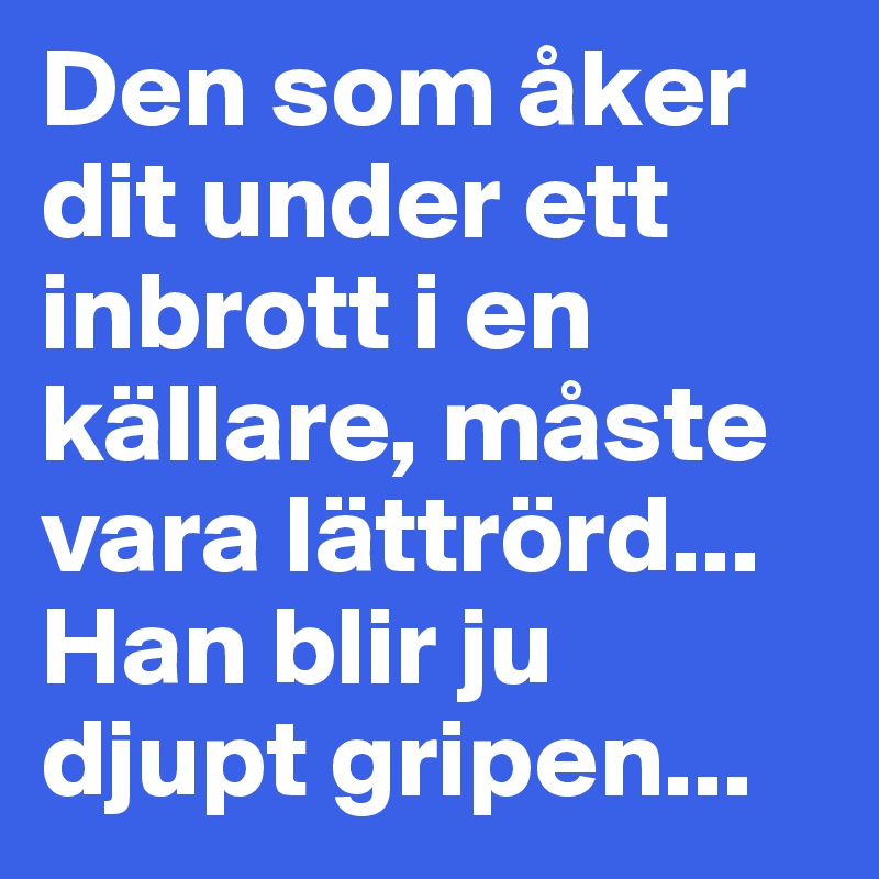 Den som åker dit under ett inbrott i en källare, måste vara lättrörd... Han blir ju djupt gripen...