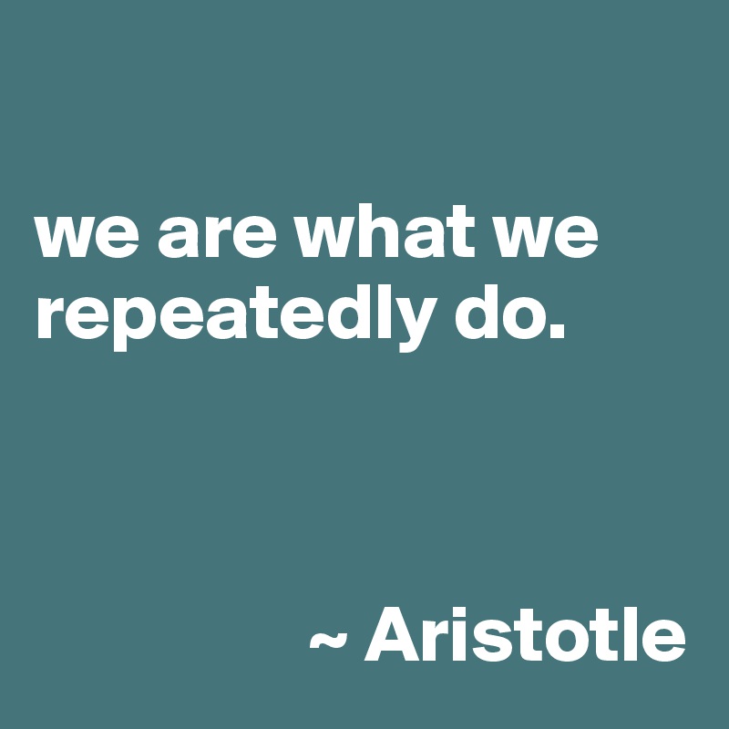 we are what we repeatedly do. ~ Aristotle - Post by moments_2live4 on ...