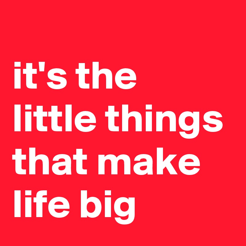 
it's the little things that make life big