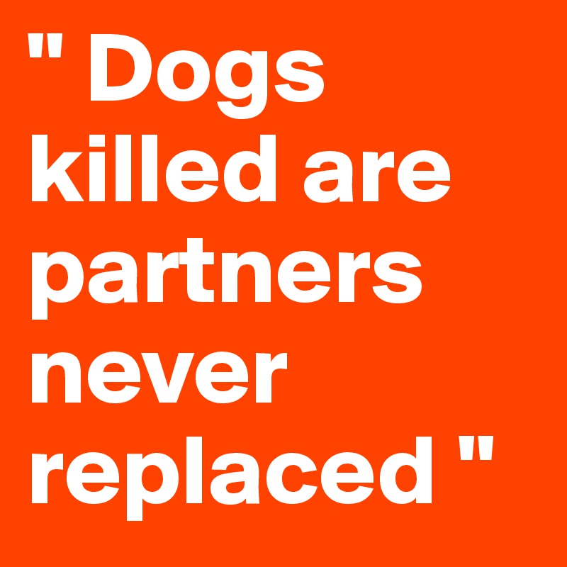 " Dogs killed are partners never replaced " 